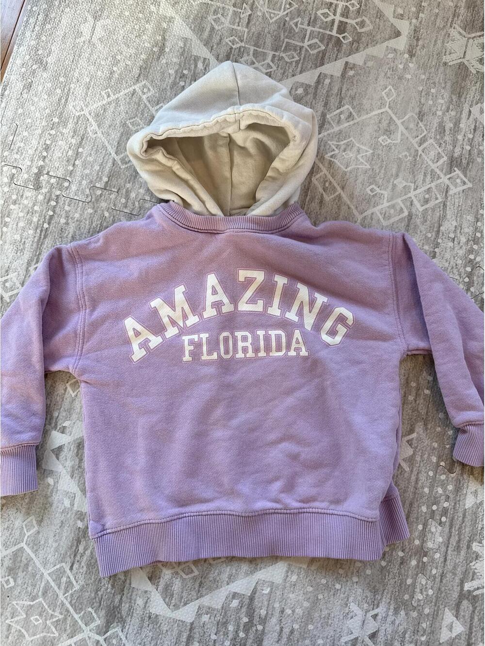 Zara Kids Lavender Hoodie with White Lined Hood Size 7